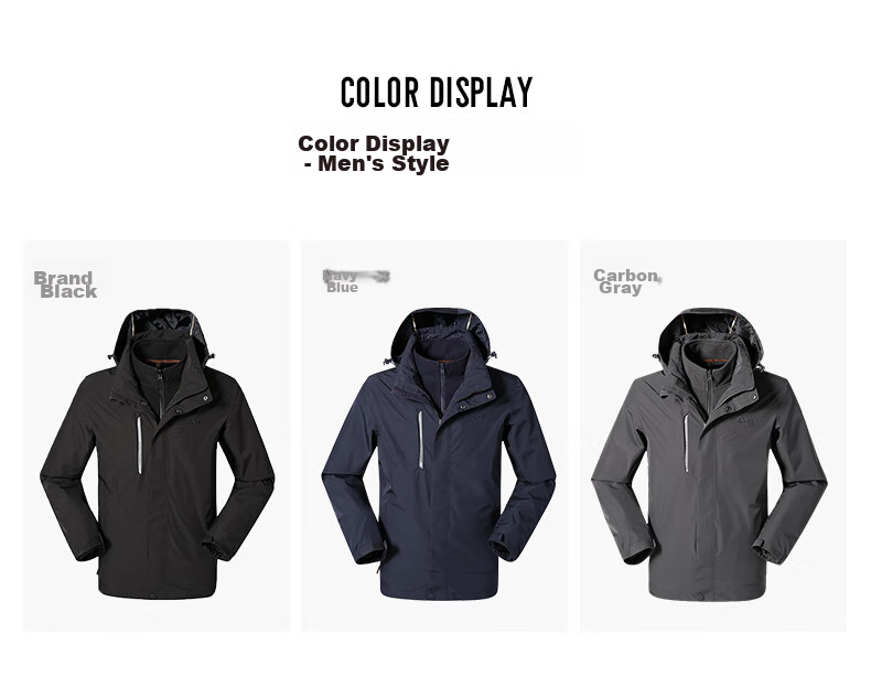 Jeep Outdoor Jacket for Men And Women, Three-In Fleece Windproof Waterproof Couple's Coat with Detachable Layers, Cold-Resistant Mountaineering Suit, 2XL 12