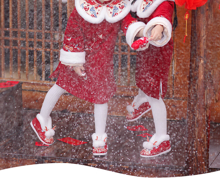 Qibao Hanfu Girls Winter 2025 New Red New Year Outfit Set Xi Shang Mei Shao 130 3