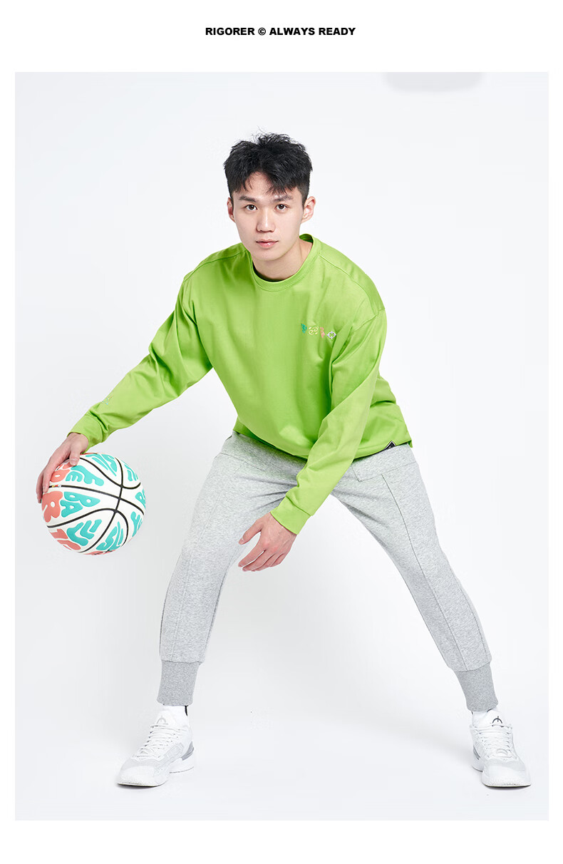 RIGORER Crew Neck Long Sleeve T-Shirt New Autumn Basketball Sports Training Fashion Embroidered Casual Pullover Sweatshirt 19