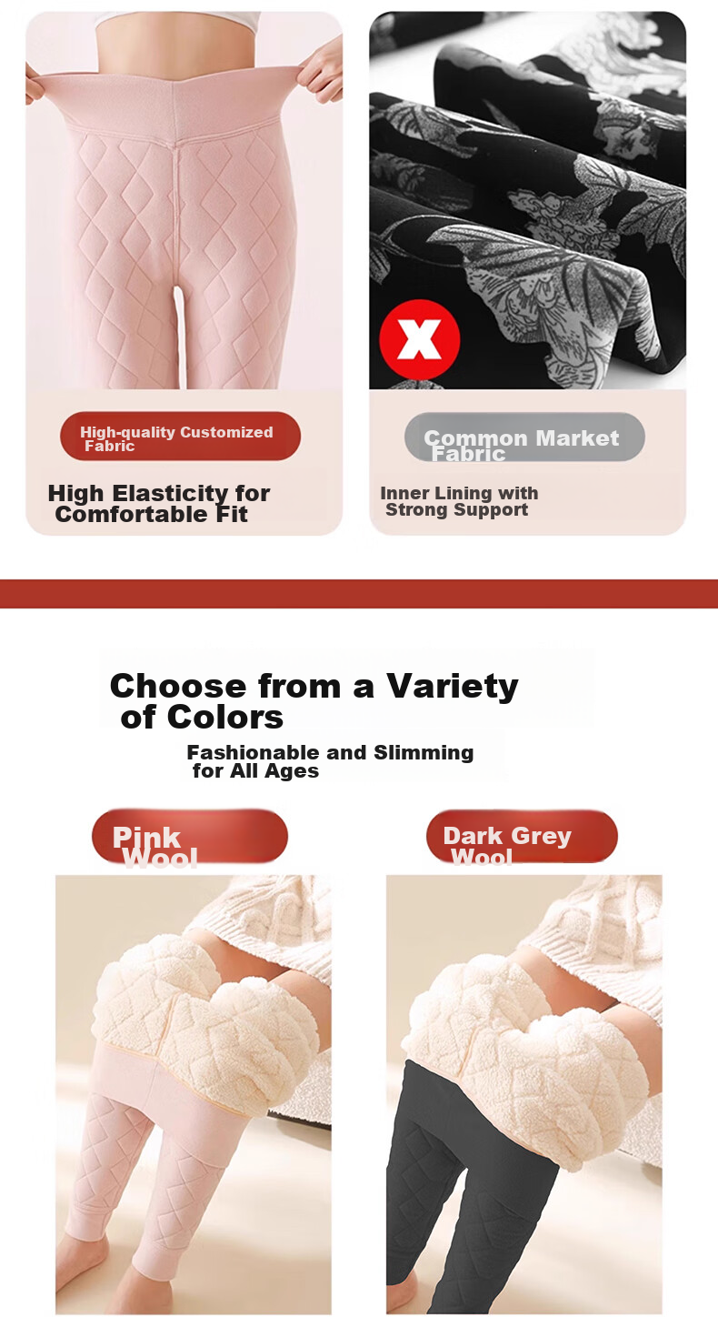 LangSha Autumn/Winter 2026 New Women's High-Waist Wool Thermal Pants with Fleece Lining, Thick Base Layer Trousers, Extra-Thick Lambswool Cotton Pants for Northeast China 19