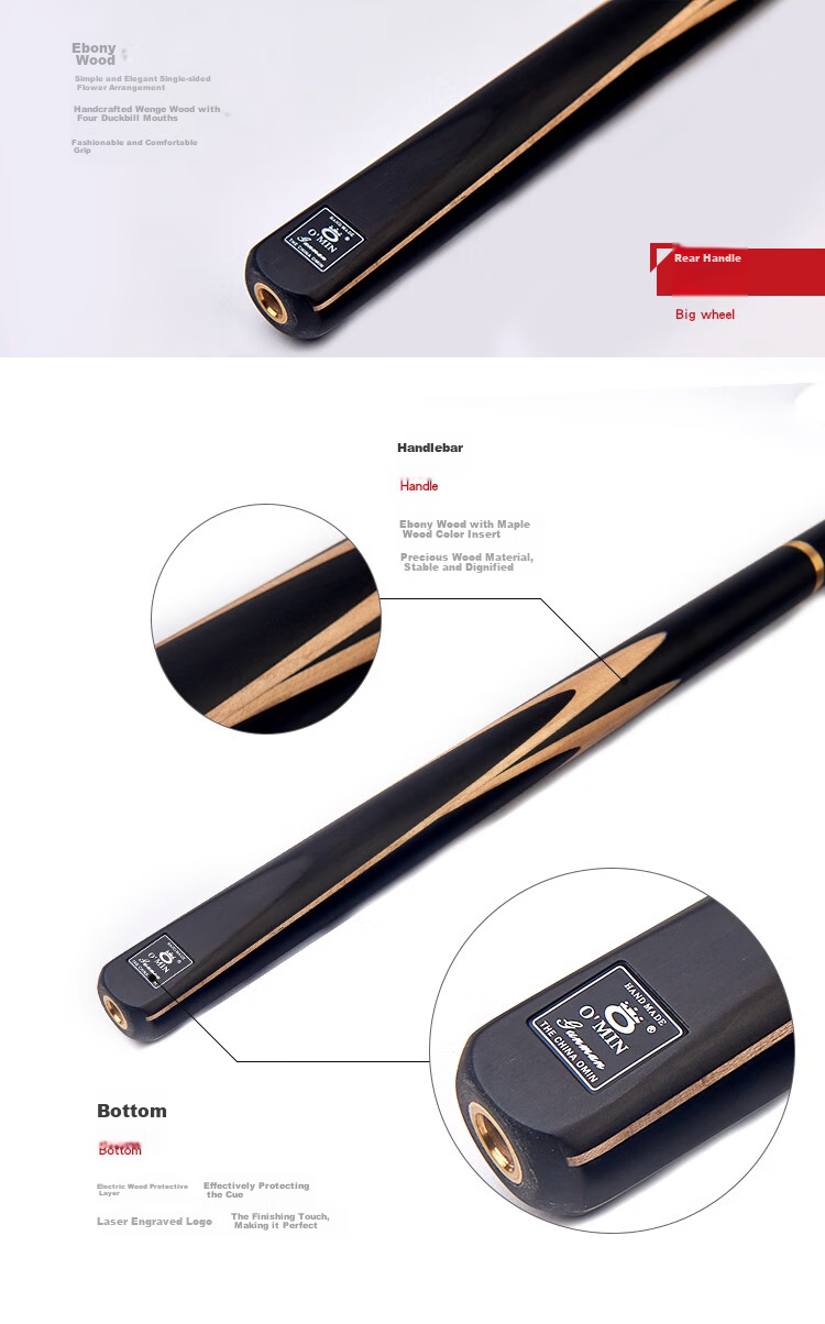 Aomi New Generation Gunner Pool Cue, Black Eight Small Tip, Chinese 8-Ball Medium Tip, 16 Pool Cue, Score-Chasing, 10mm Eight-Ball 3