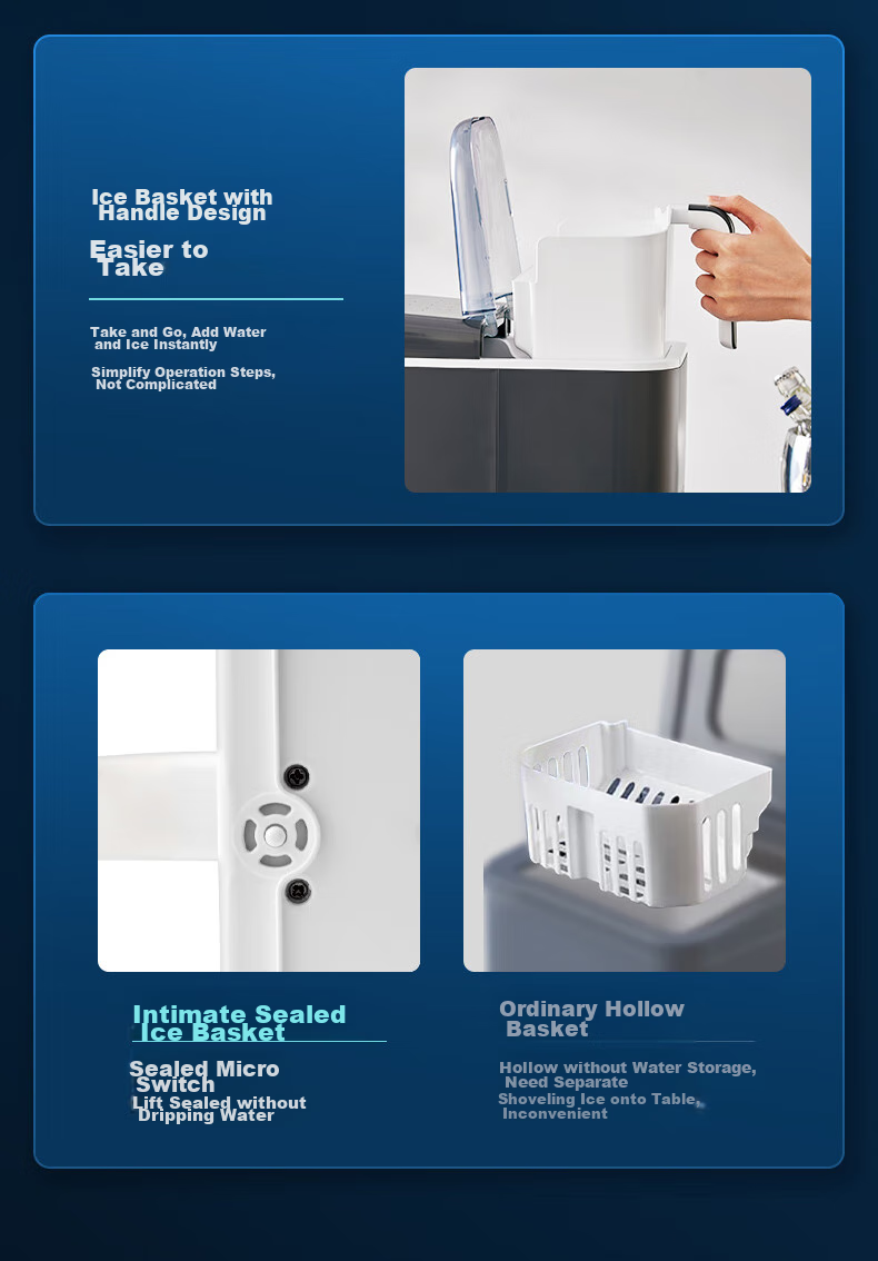 SUPOR Ice Maker for Home, Compact Cube Machine, Mini Office Dorm Three Ice Making Modes, Bullet Ice, Rapid Ice Production, Self-Cleaning SW-ZB12T001 8
