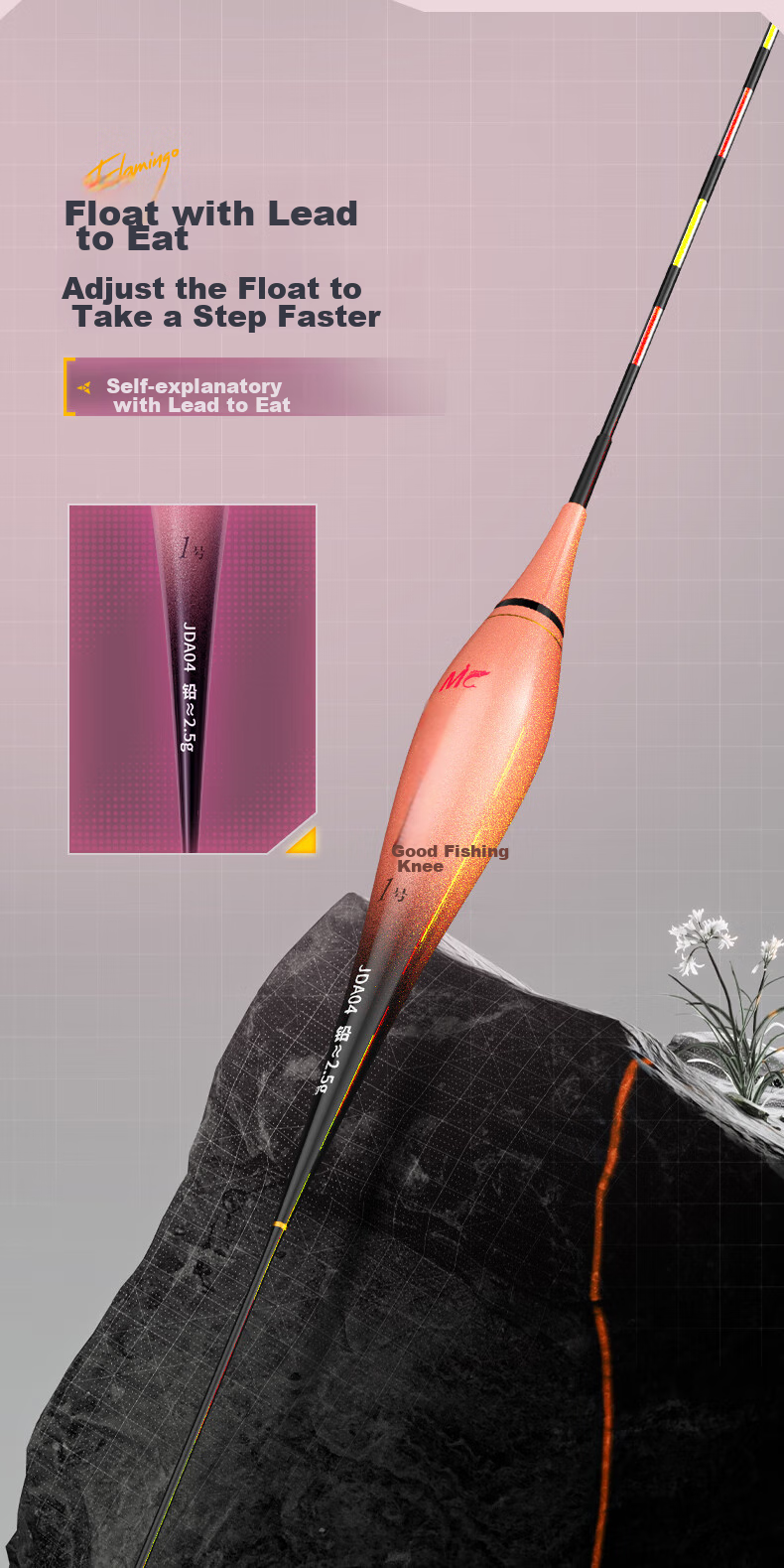 JIADIAONI Eye-Catching High-Sensitivity Luminous Float, Bright Water Entry Shadowless Electronic Float [Eating Lead 3.0g], Color-Fast 5
