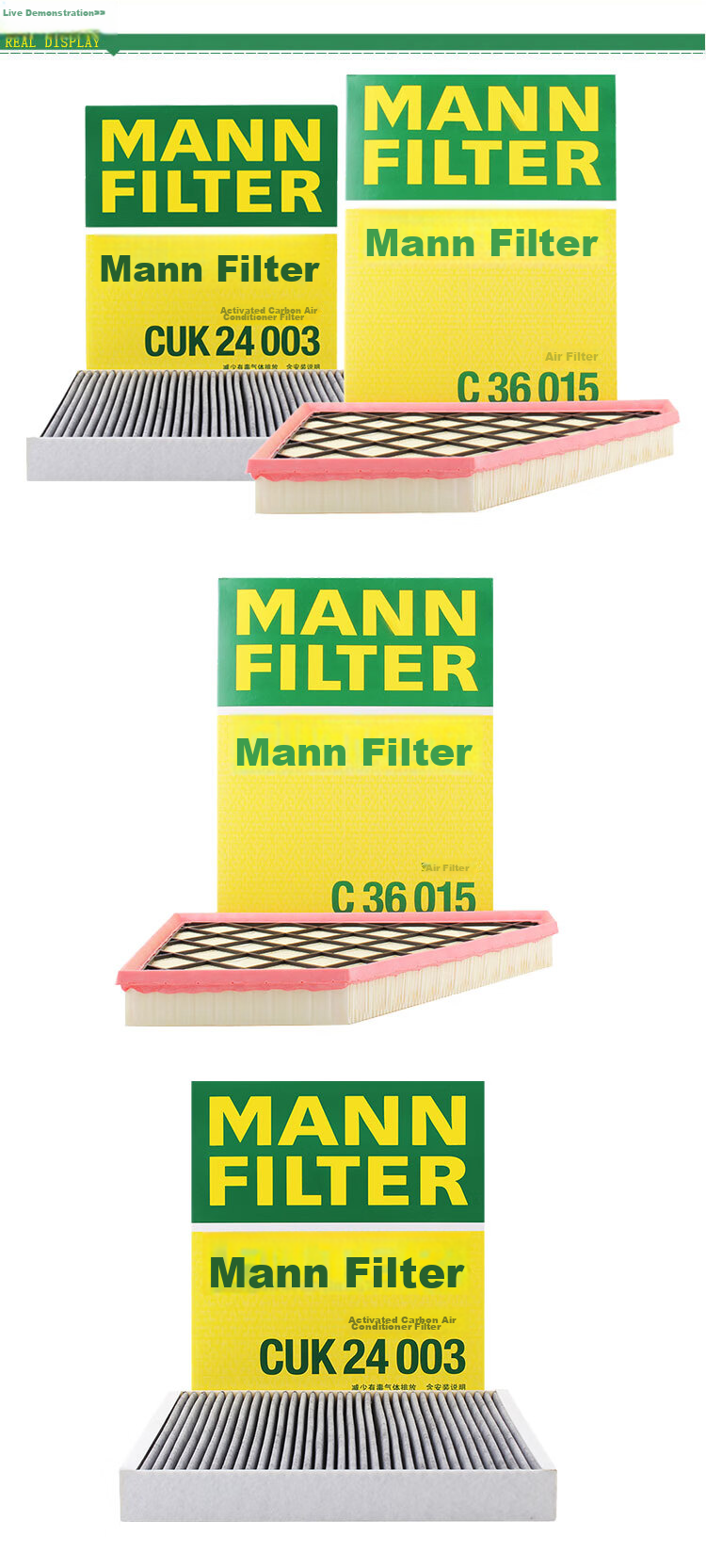 MANNFILTER Filter Set Including Air Filter, Activated Carbon Filter, And Cabin Air Filter for Cadillac XT5 XT6 And Buick Enclave/Terio 6