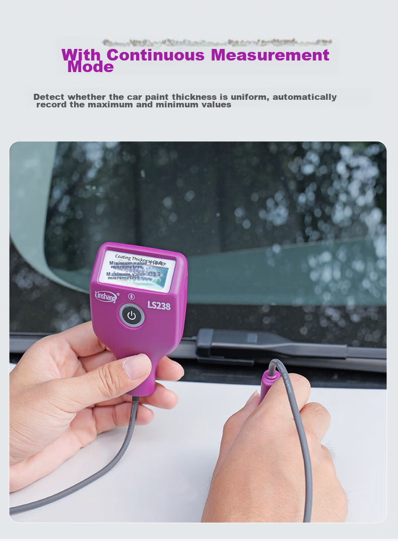 Linshang Bluetooth Rechargeable Paint Film Meter LS237, Used Car Iron Powder Putty Paint Surface Detector, Coating Thickness Gauge 30