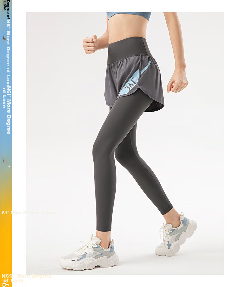 361° Women's Sports Pants, Fitness Leggings, Faux Two-Piece Yoga Pants, High-Waisted, Butt-Lifting, Slimming, Yoga Wear for Running 16