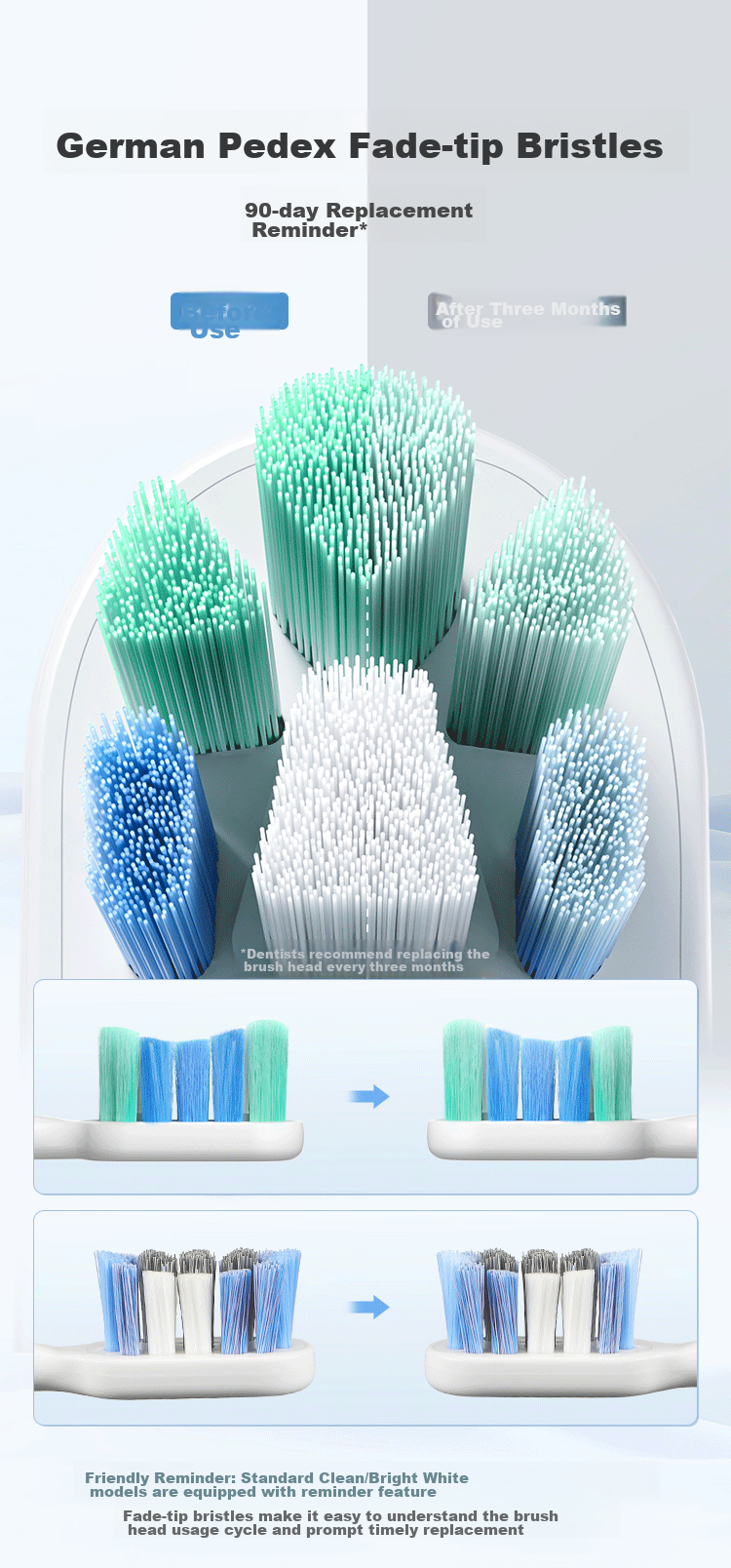 JD Original Electric Toothbrush Heads Standard Cleaning Model - 3 Pack Compatible with JD Original Sonic Electric Toothbrush JZ5s Children's Electric Toothbrush Replacement Heads [PJ] 9