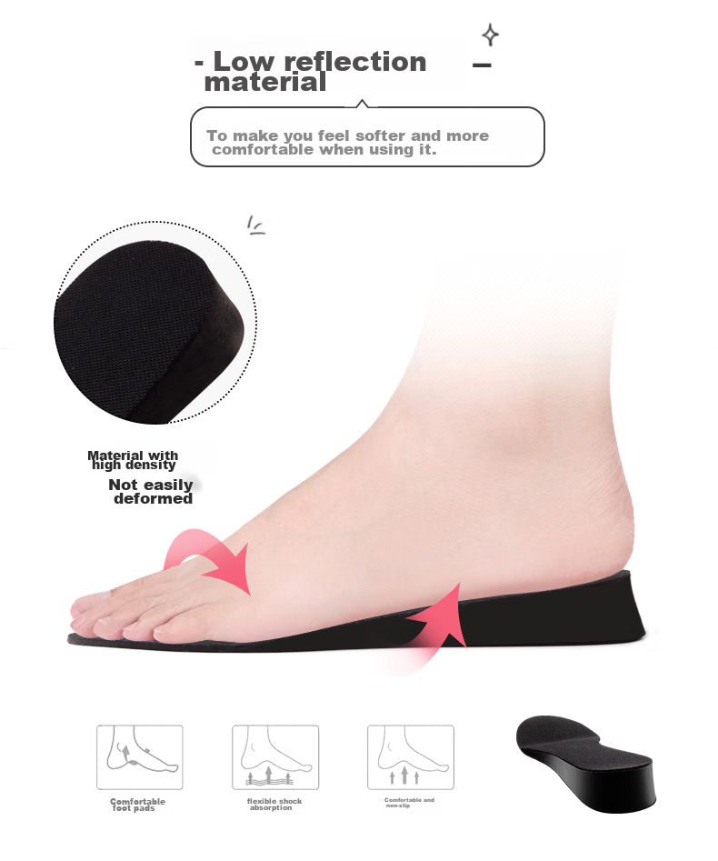 Eleft Invisible Height-Increasing Shoe Insoles for Men And Women, Memory Foam Shock-Absorbing Breathable Sweat-Wicking Full Insoles, Black 1.5CM 4