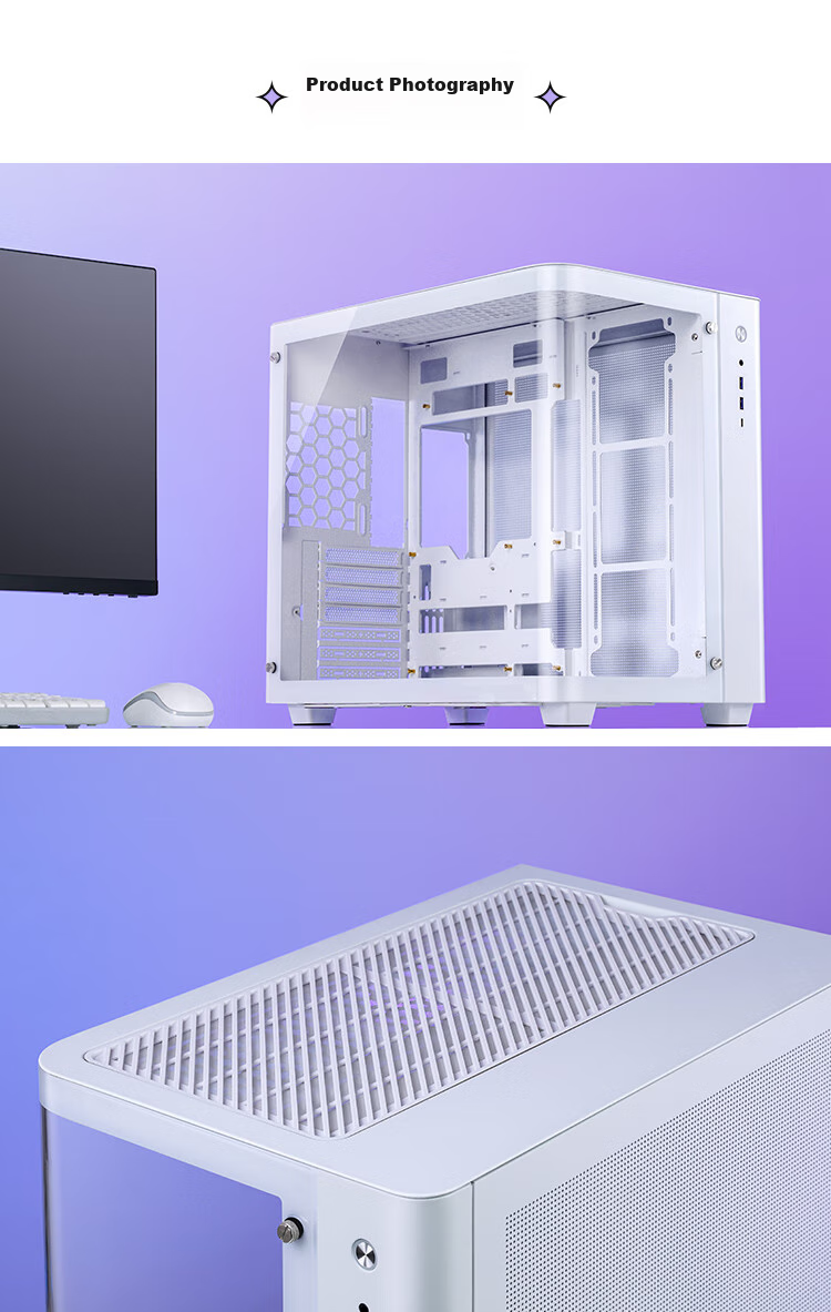 JONSBO TK-3 White Curved Panoramic ATX Case (Dual 360mm Radiator Support/ATX PSU/10 Fan Positions/Type-C Gen2 10Gbps+) 18