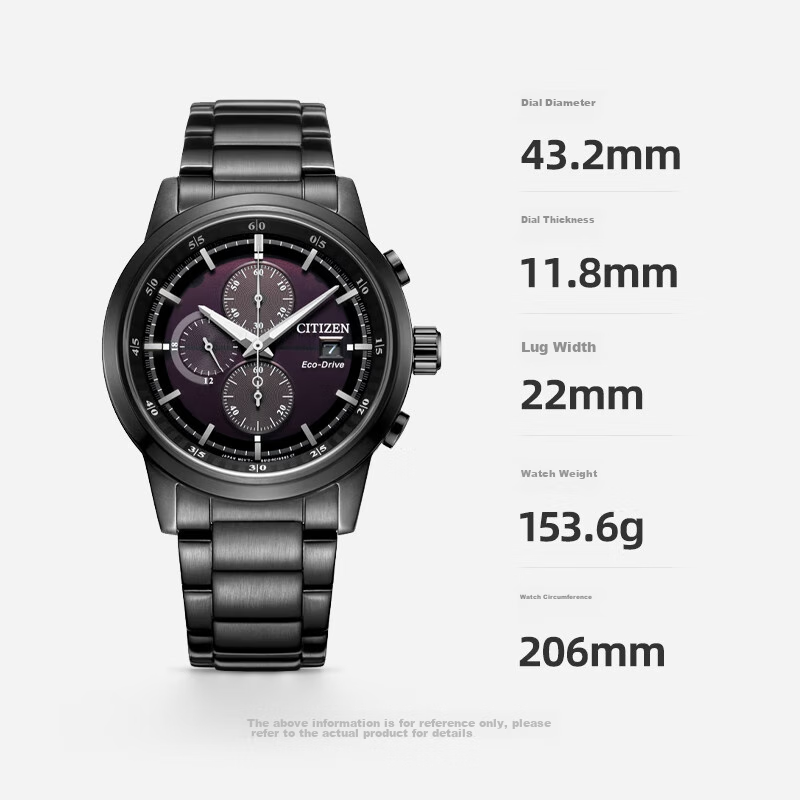 CITIZEN Watch for Men, Japanese And Korean Style, Black Knight Eco-Drive, Black Dial, Steel Band, Business Style, Gift for Boyfriend, CA0615-59E
