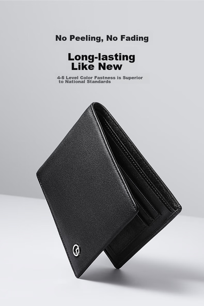 Goldlion First Layer Cowhide Men's Small Horizontal Bifold Wallet Gift Box Birthday Present 5
