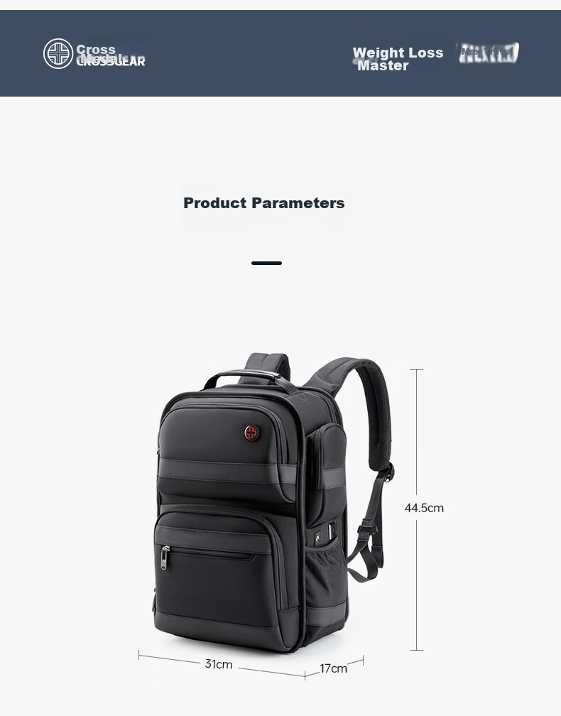 CROSSGEAR Cross Medal Weight Reduction Master Business Backpack for Men, 16-Inch Laptop Backpack, Large Capacity Travel Bag for Business Trips 28
