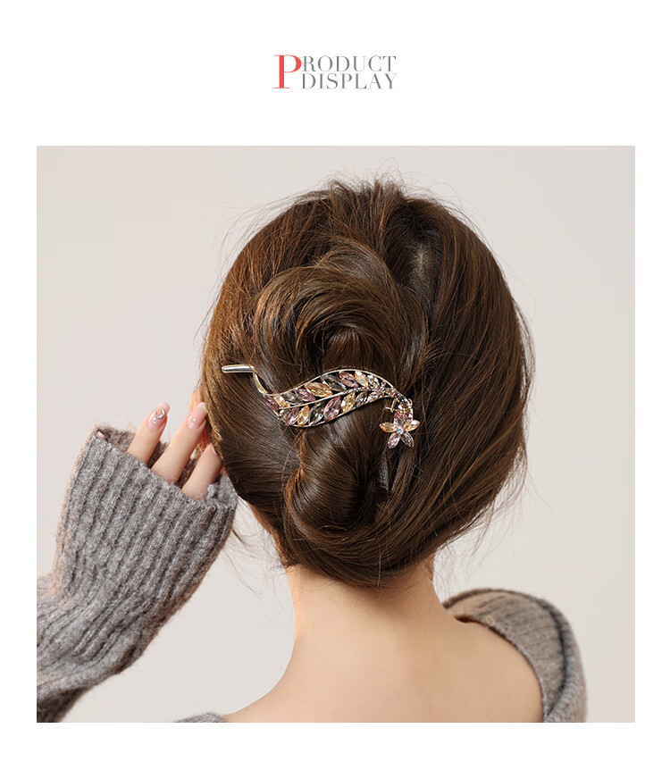 CHIMERA High-Quality Leaf Hair Clip, Rhinestone Twist Clip, Hairpin, Hair Accessory, Hair Clip, Women's Mid-Autumn Festival Gift 8