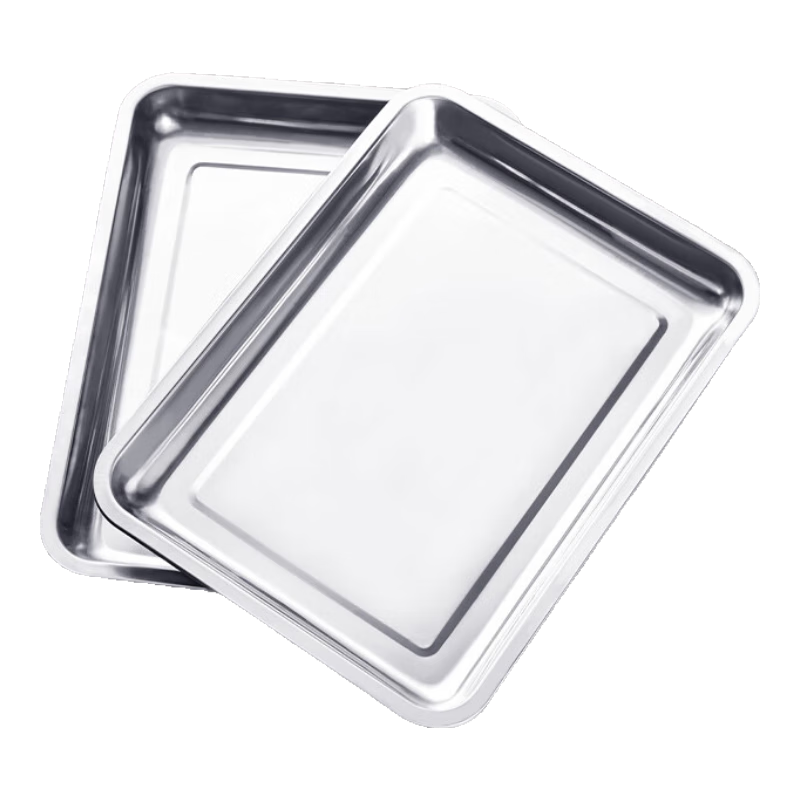Suncojia Barbecue Griddle, Deep Stainless Steel Tray, Rectangular Plate for Home Use, Fish Grilling Pan, Dinner Plate, Steaming Tray, Two Pieces