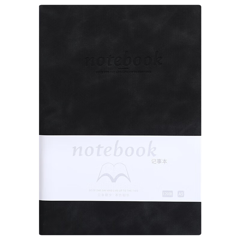 Jiaranheng Business Skin-Feel Sheepskin Notebook, A5 Size, Thickened Soft Leather Cover, Journal Notebook, Stationery, High-Quality Work Diary, Meeting Record Book, Customizable, Black