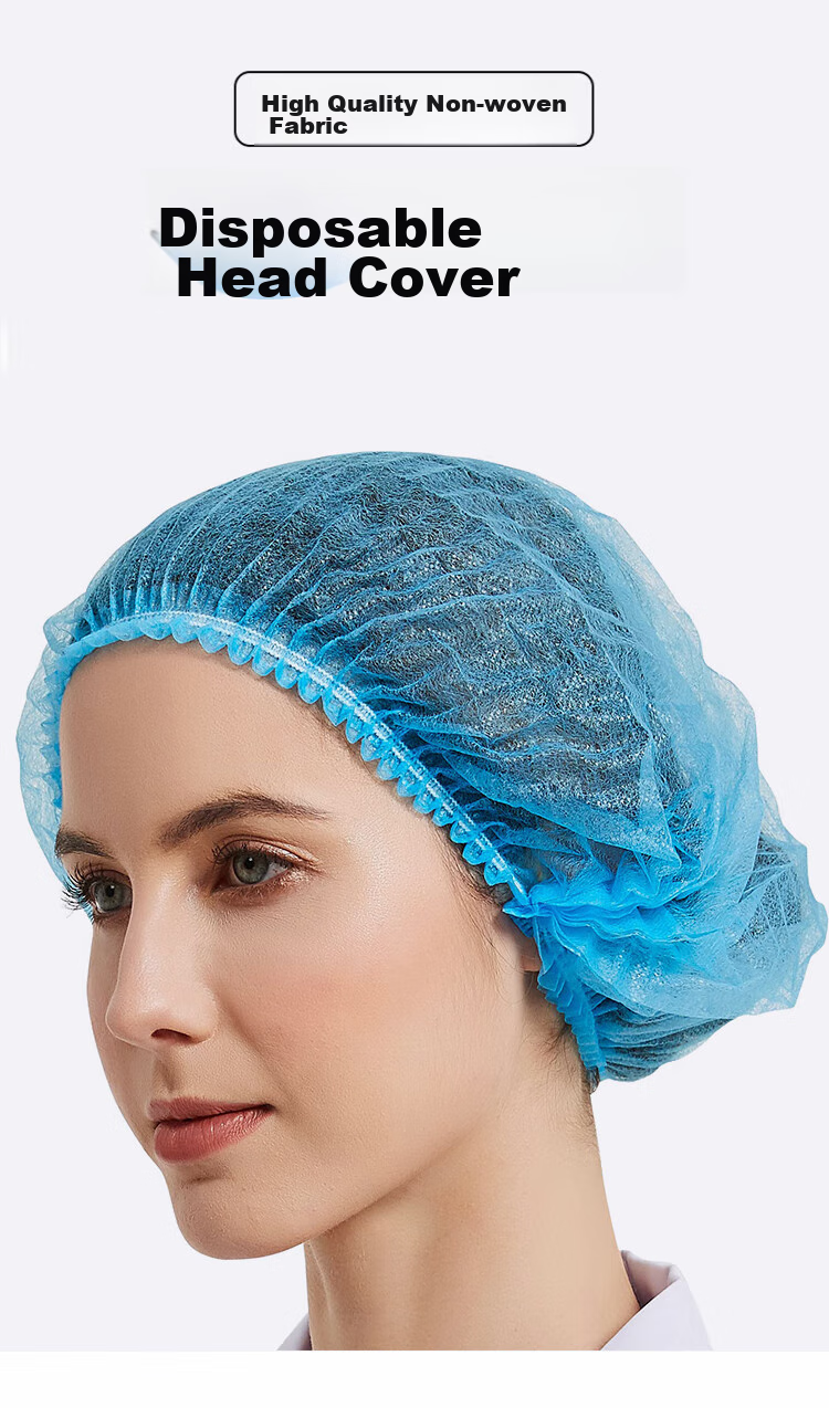 Gongzhe Disposable Hood, Thickened Non-Woven Dust-Free Hood, Strip Isolation Hood for Kitchen, GZ-T Blue, Pack of 100 1
