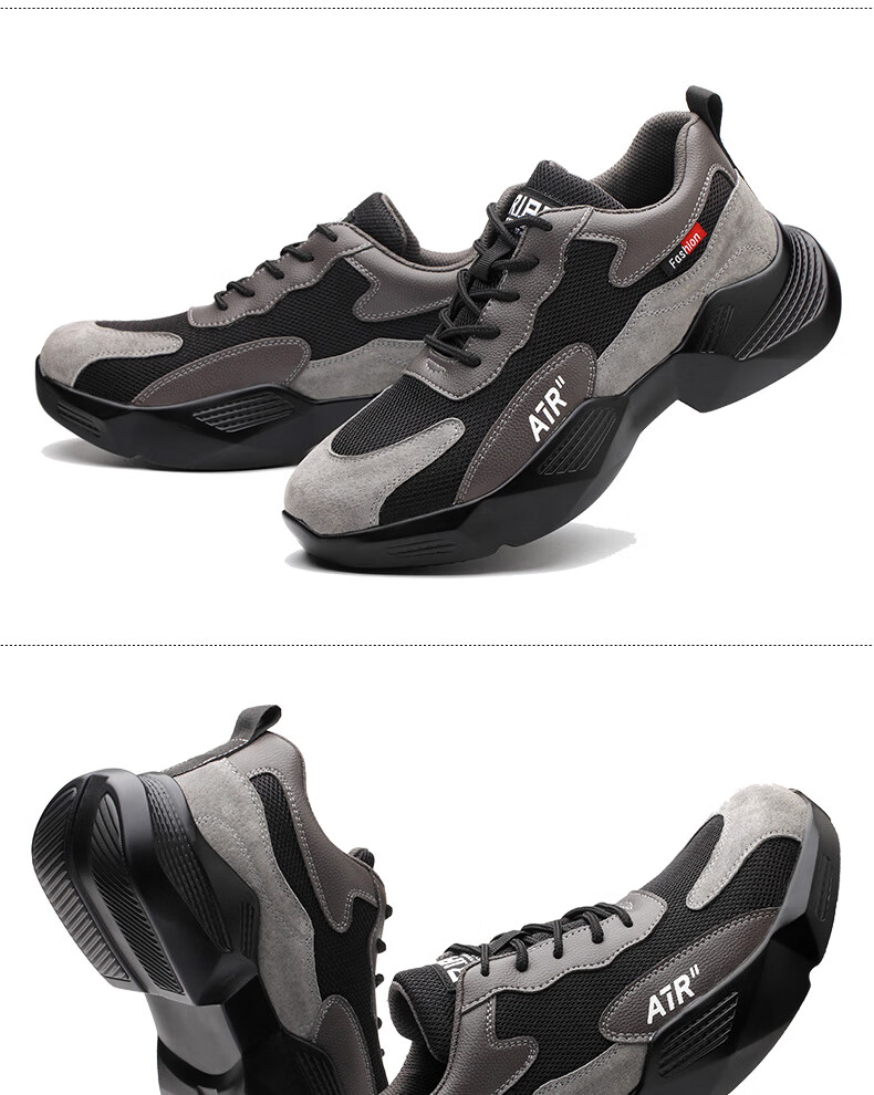 FUCHENG Safety Shoes for Men, Summer Breathable Lightweight Steel Toe Anti-Smashing Anti-Puncture Comfortable Wear-Resistant Work Safety Protective Shoes 359 Size 42 12