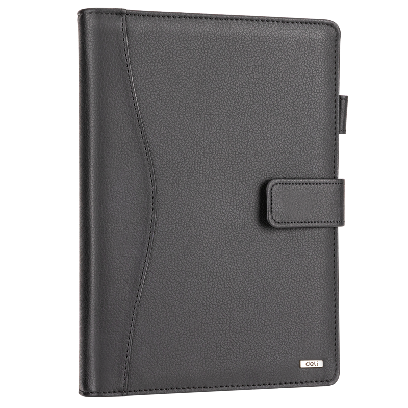Deli (Deli) 25K 100 Sheets High-Quality Loose-Leaf Notebook, Business Office Journal Diary, Black 3164