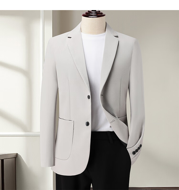 ROMON Men's Slim Fit Suit Jacket, Casual Business Blazer for Young And Middle-Aged Men, Elastic Single-Breasted Coat, Dad's Suit Outerwear, Men's Clothing 5