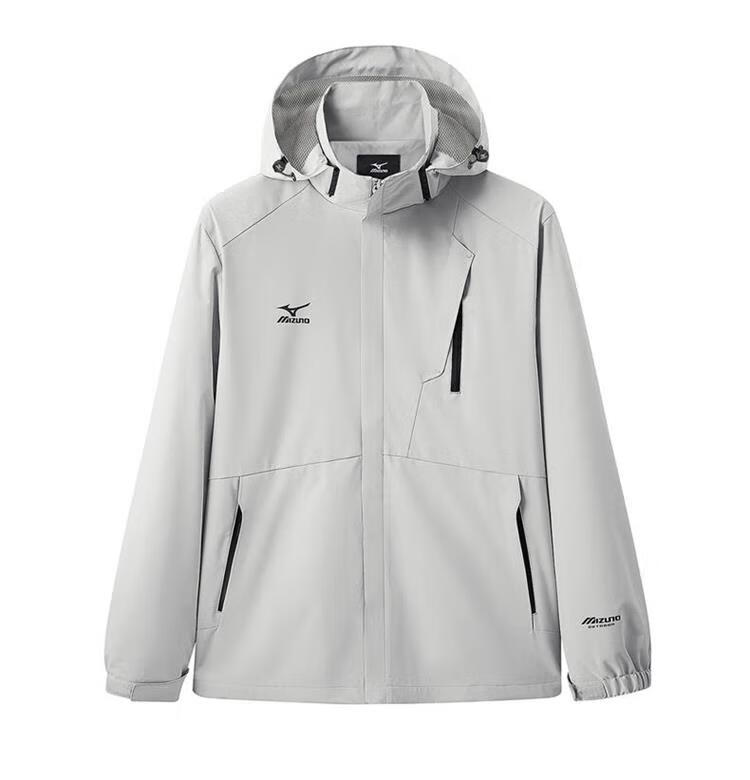 MIZUNO Outdoor Casual Jacket for Men, Windproof And Waterproof Hooded Woven Coat for Couples, Black, 2XL 12
