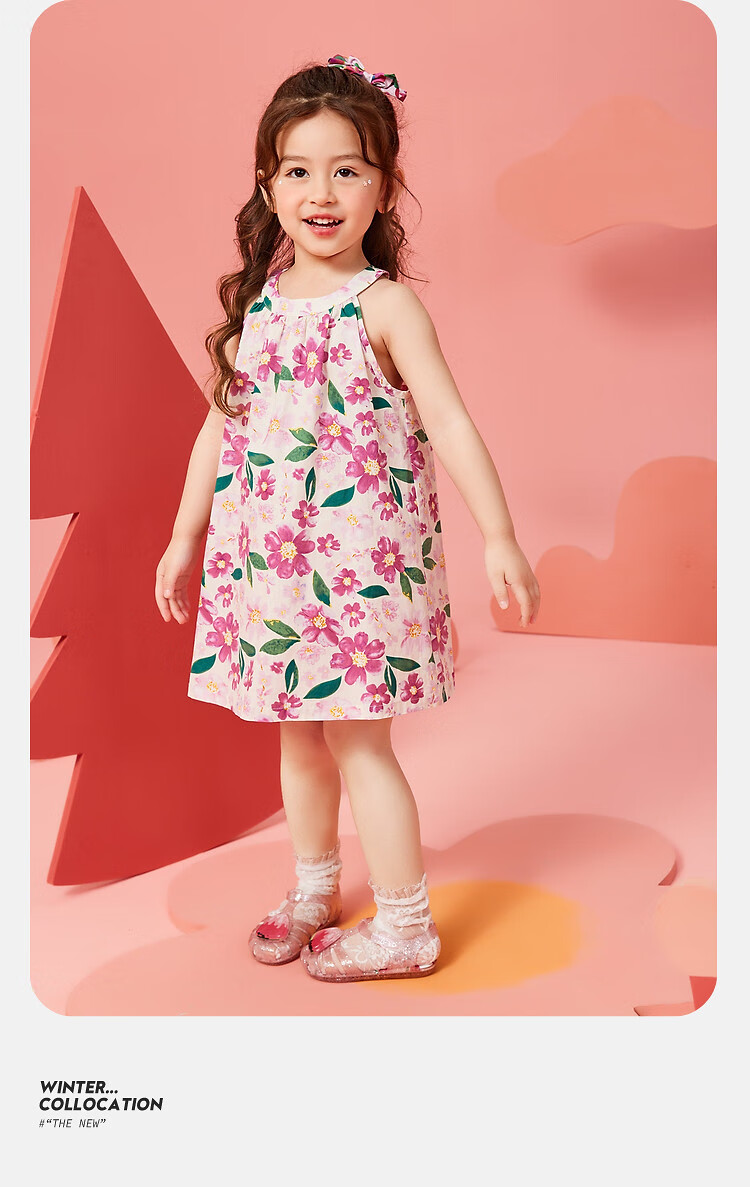 ASK JUNIOR Girls' Summer Dress, Children's Floral Spaghetti Strap Dress for Beach Vacation, Princess Style 6