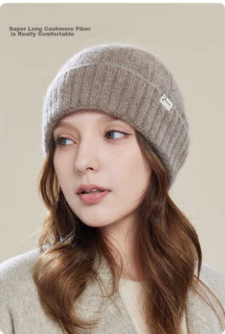 JIUMU Cashmere Warm Knit Hat, Autumn And Winter Woolen Cap, Cold Hat, Winter Hat, Outdoor Ear Protection Cold Cap for Women in Winter 6