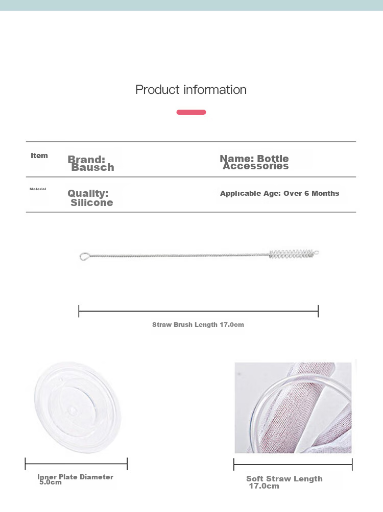 Baoshi Bottle Straw Accessories, Suitable for Pigeon Wide-Neck Bottles, Nipples, Straws, Cups with Gravity Balls, Duck-Bill Straws, 2 Pieces 11