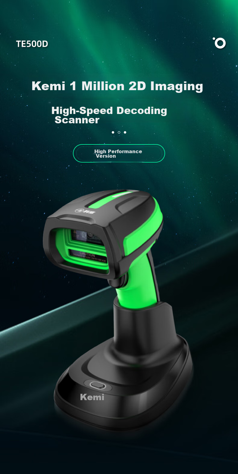 Kemi (Comet) Wireless Bluetooth Barcode Scanner And QR Code Gun, 1D/2D Barcode Scanner for Supermarkets, Restaurants, Cashier, Warehouse, Logistics, Light Industrial Barcode Scanner with Charging Dock TE500D 1