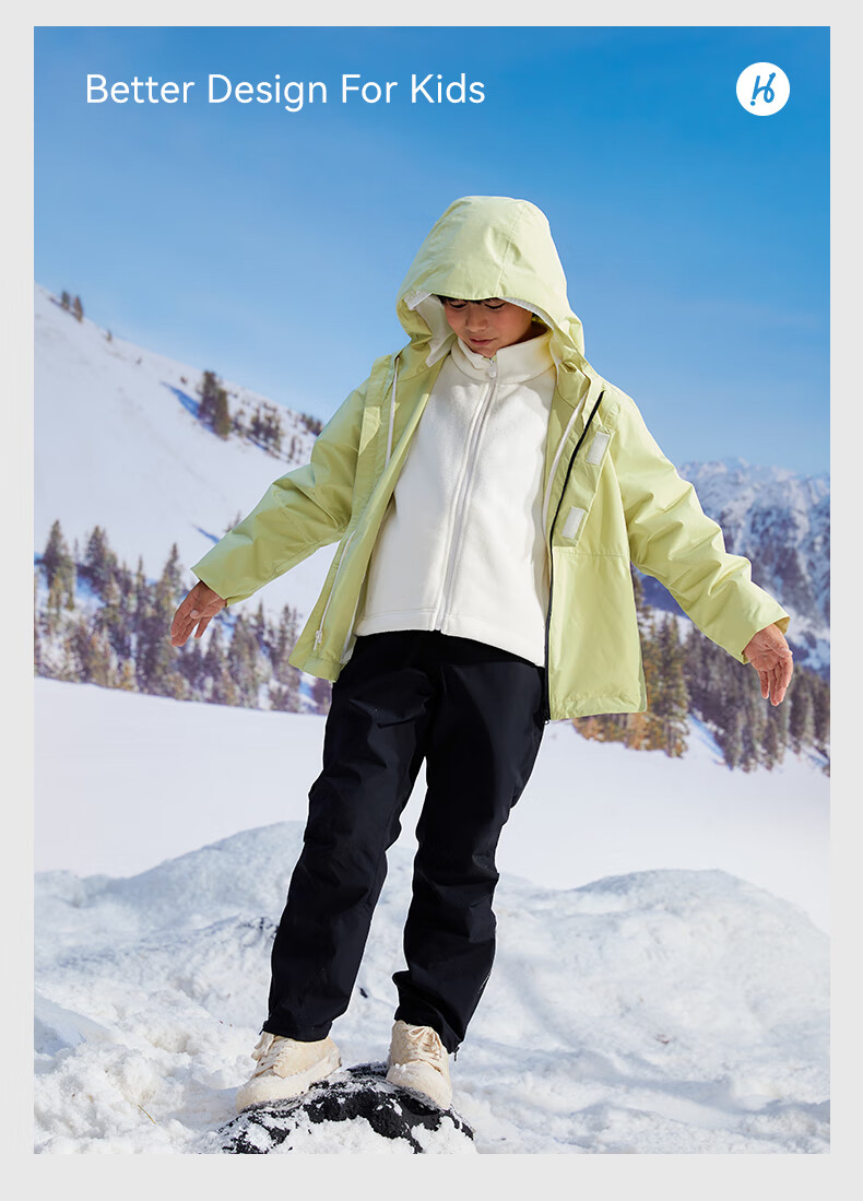 HeyBetter Children's Three-In Fleece Jacket with Inner Liner, Waterproof, Windproof, And Stain-Resistant Autumn And Winter Coat for Temperatures -5° to 15°C 17