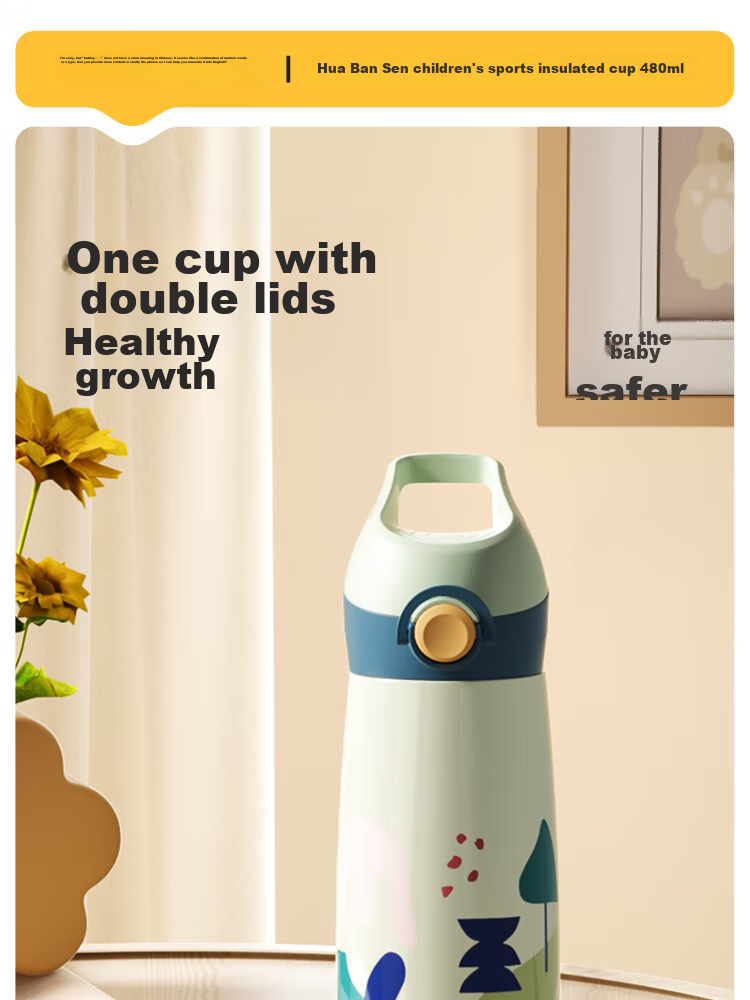BABLOV Insulated Water Bottle for Children And Adults, Large Capacity 316 Stainless Steel Student Straw Cup with Anti-Spill Desig 2