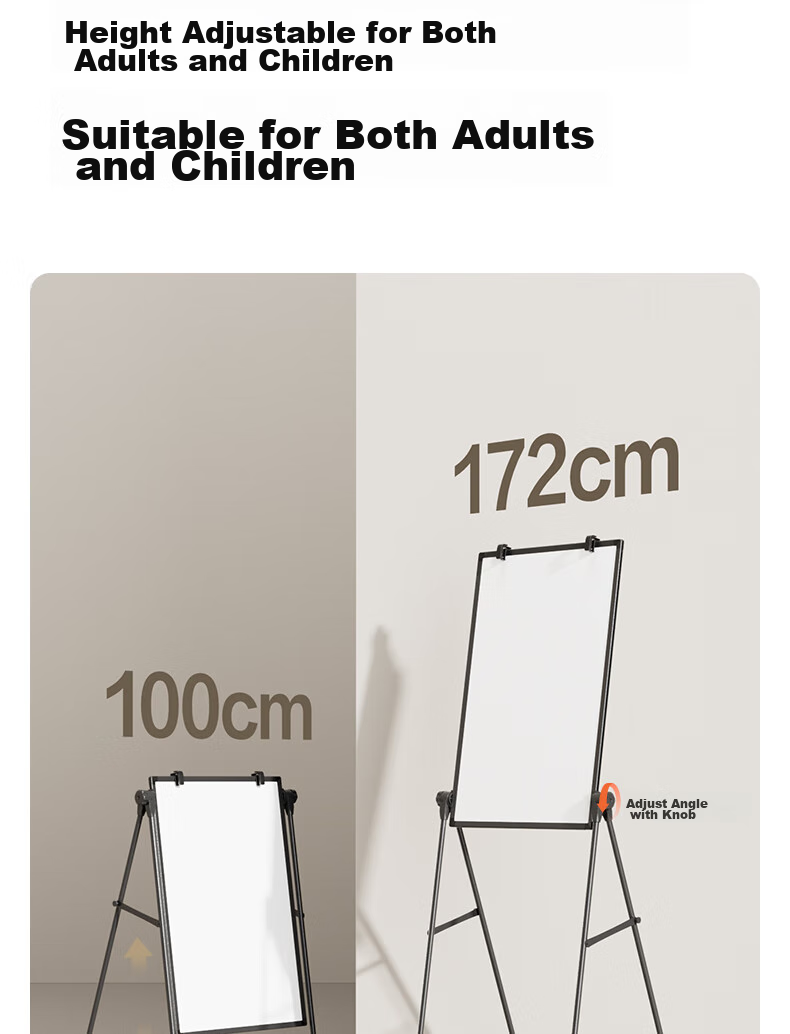 Deli U-Shaped Double-Sided Adjustable Whiteboard Writing Board, Small Blackboard for Home Use, Children's Teaching And Training, Memo Pad, Flip-Fold Whiteboard Paper, Erasable Magnetic Blackboard with Stand, 90*60cm 7