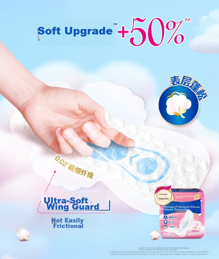 Hushubao Innovative Instant Clean Cloud-Feel Cotton Sanitary Napkins, 78 Pieces, Day And Night Combination, Ultra-Thin Breathable Menstrual Pads, Sold by JD 7