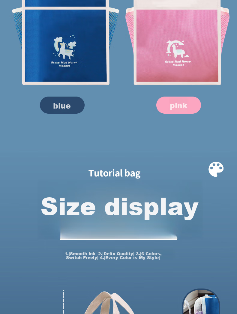 Yuhe Student Tutoring Bag, Large Capacity Backpack, Handbag for Carrying Books, Cute Art Bag for Children, Tutoring Bag, Three-Layer Tutoring Pack, Canvas Bag, 6173 Blue 4