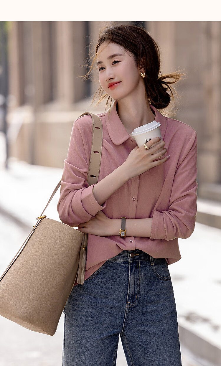 Dme [Luiri Xiaoxiang] Spring And Autumn French Yton Collar Moisturizing Warm Shirt Long Sleeve Elegant Blouse Women's Top 26