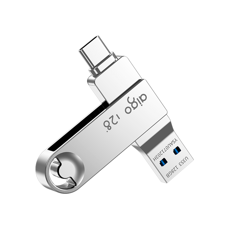 Aigo 64GB Type-C USB3.2 Dual Interface Flash Drive, 150MB/s U353, Large Capacity for Office And Study, Phone, Computer, Car, Student USB Drive