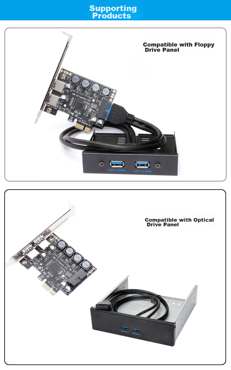 MOGE PCIEx 1-To USB3.2 Gen1 Expansion Card with Pre-Installed 19-Pin USB3.0 Interface, 19-Pin Alps NEC Chip MC2017 6