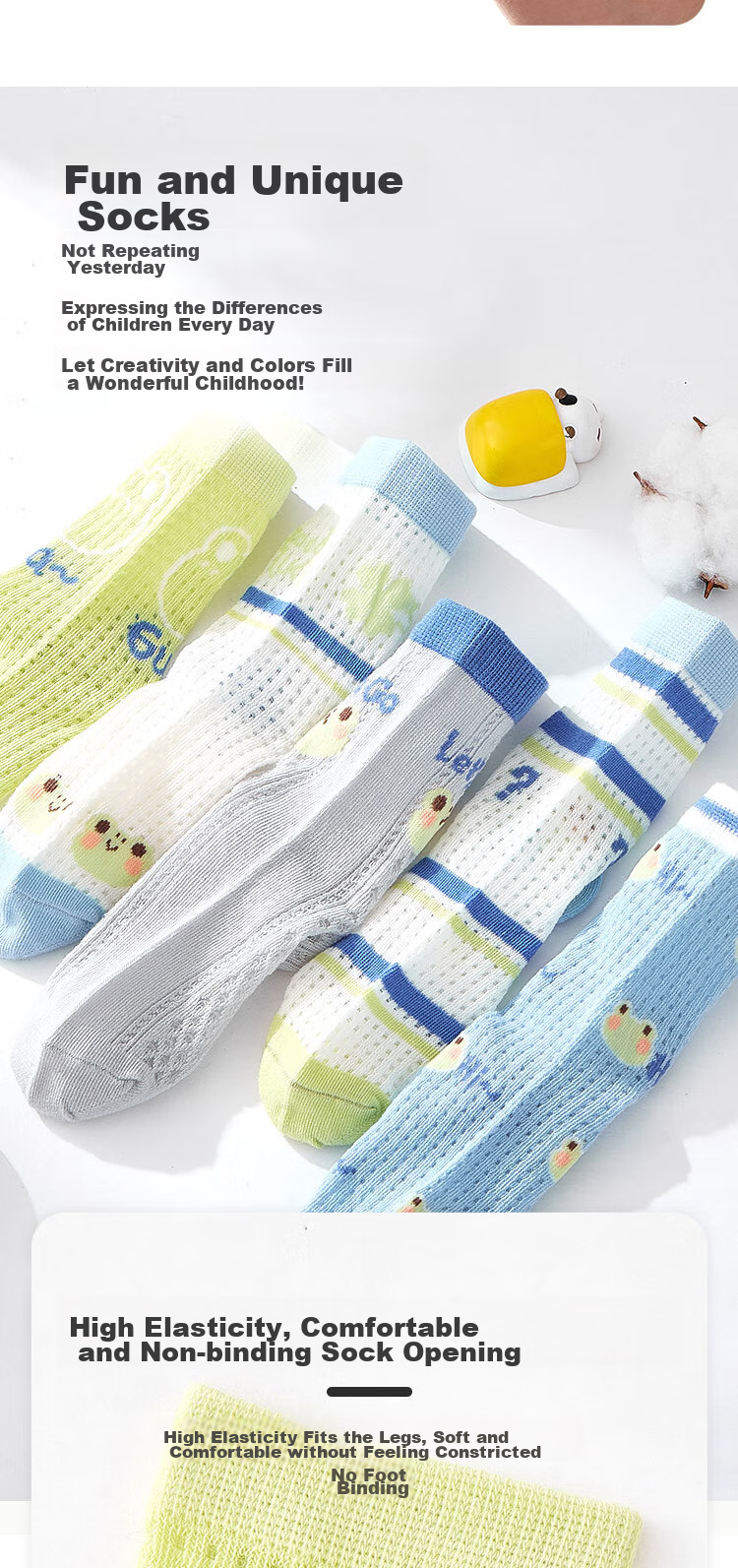 MiiOW Children's Socks for Boys, Summer Thin Breathable Mesh Socks, Boys' Thin Mid-Calf Cotton Casual Socks 5