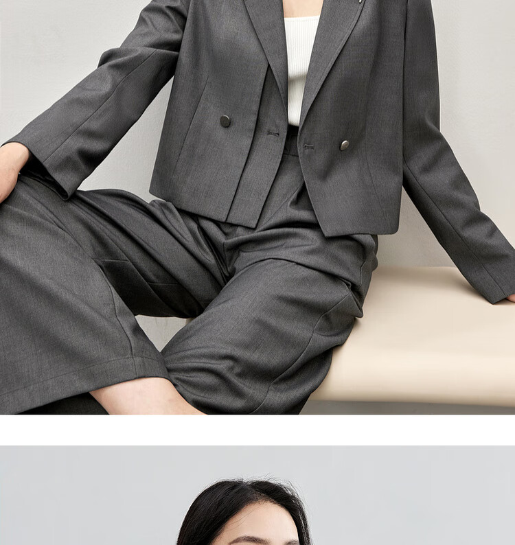 Sentubila Professional Interview Suit Set for Women, Spring And Autumn Style, Formal Wear with High-End Feel, Complete Outfit Including Blazer And Pants, Black, Size L 5
