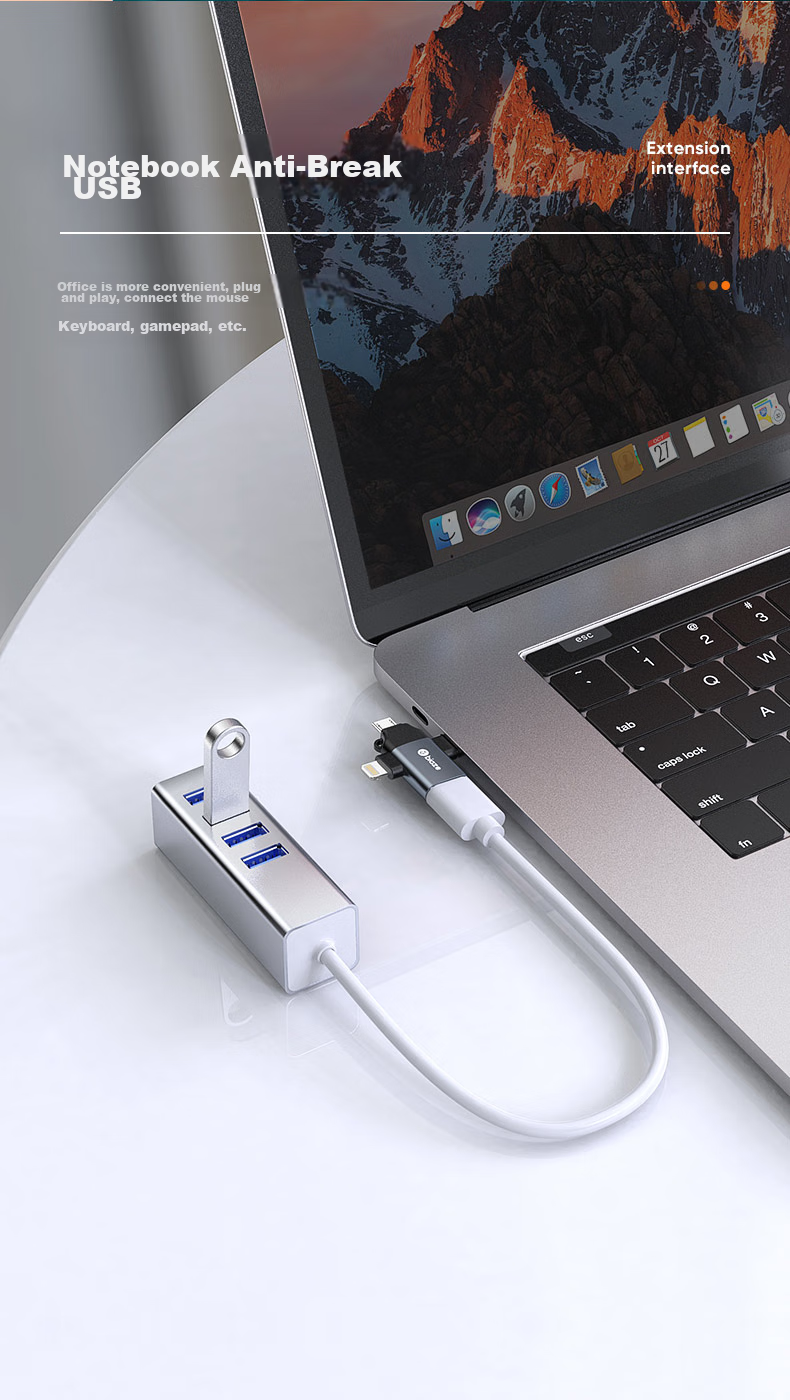 BIAZE OTG Adapter, Three-In Card Reader for Apple/Type-C/Android Phones, External USB Drive Converter Compatible with IPhone 16, for Connecting Cameras And Keyboards/Mice, P39 6