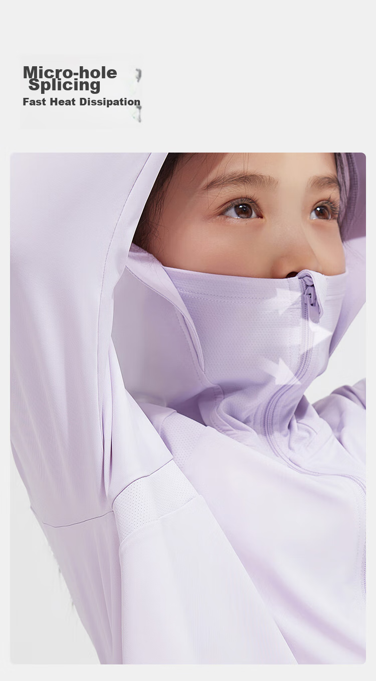 JD Original [Cool And Breathable] Children's Sun Protection Clothing, Sunscreen Jacket, Ice Silk Cool And Breathable Quick-Dry, Purple, 110/56 8