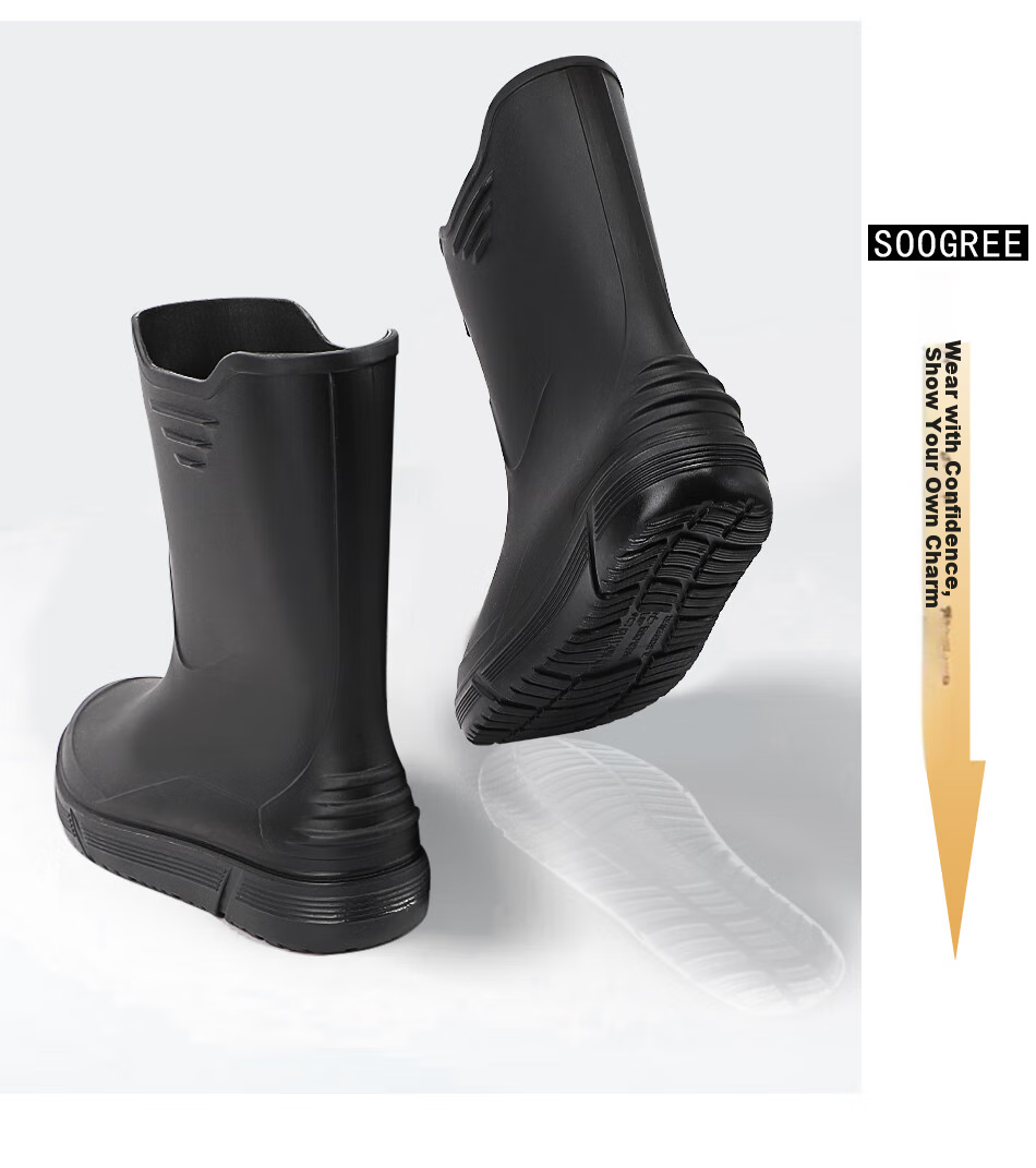 SooGree Rain Boots for Men, Mid to High Top, Spring And Summer Waterproof Beach Shoes, Wear-Resistant Fishing Delivery Work Safety Rubber Boots 4