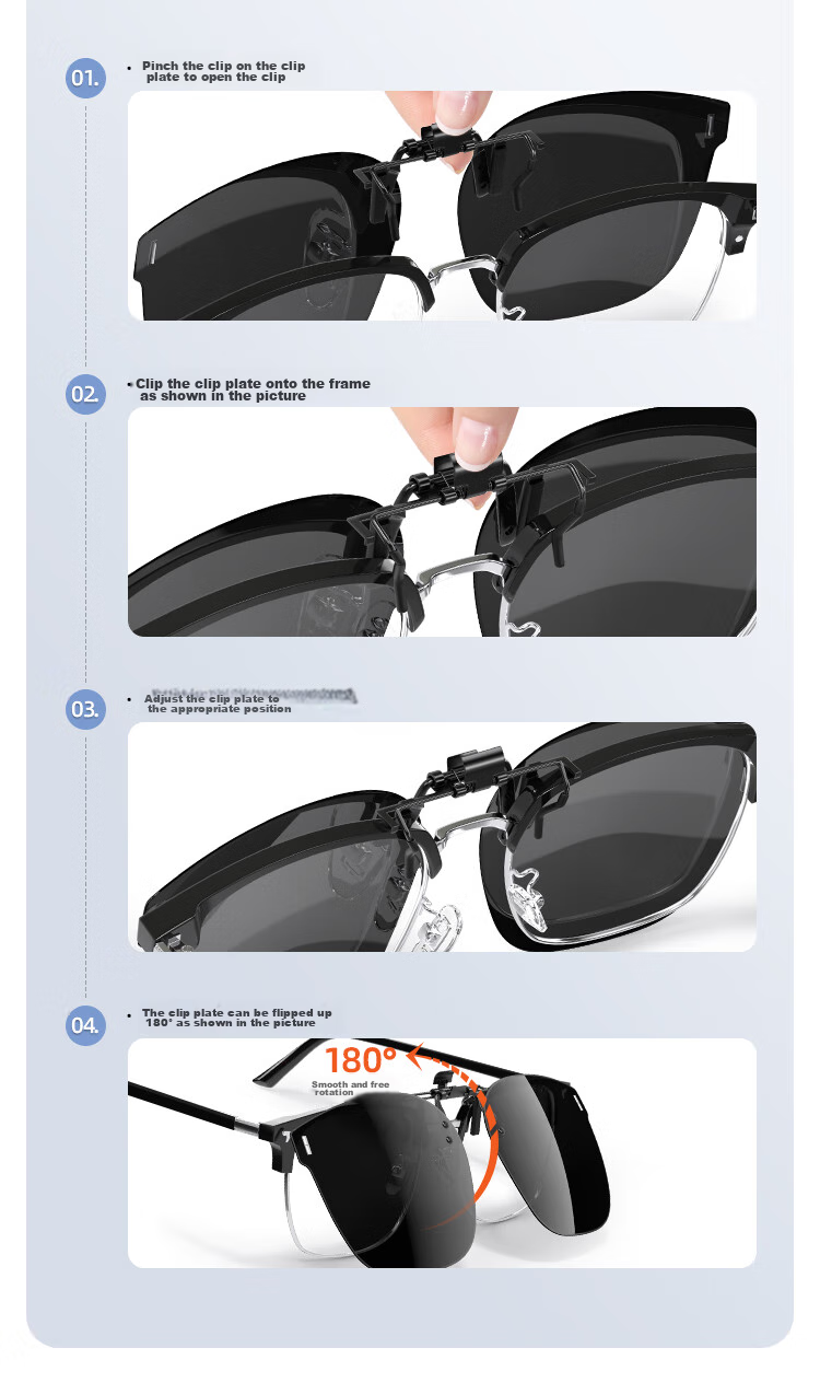 HLA Polarized Sunglasses Clip-On for Myopia, Unisex Driving Sunglasses Clip-On, Mercury 9