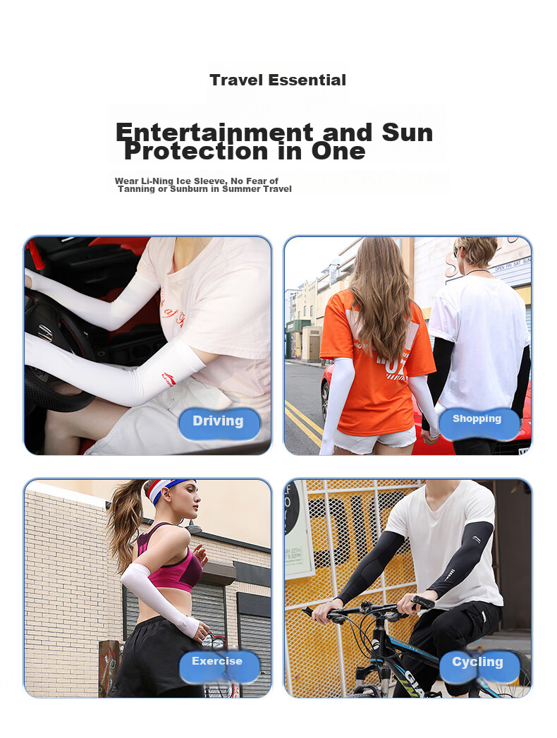 Li-Ning Cycling Ice Sleeves for Men And Women, Sun Protection Arm Sleeves, UV-Resistant Ice Silk Sleeves, Summer Anti-Sun Arm Guards, Cool Arm Sleeves 5