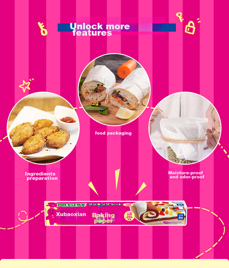 Xubaoxian Baking Paper, 30cm*5m, Air Fryer Silicone Oil Paper, Cake Paper for Oven And Microwave 6