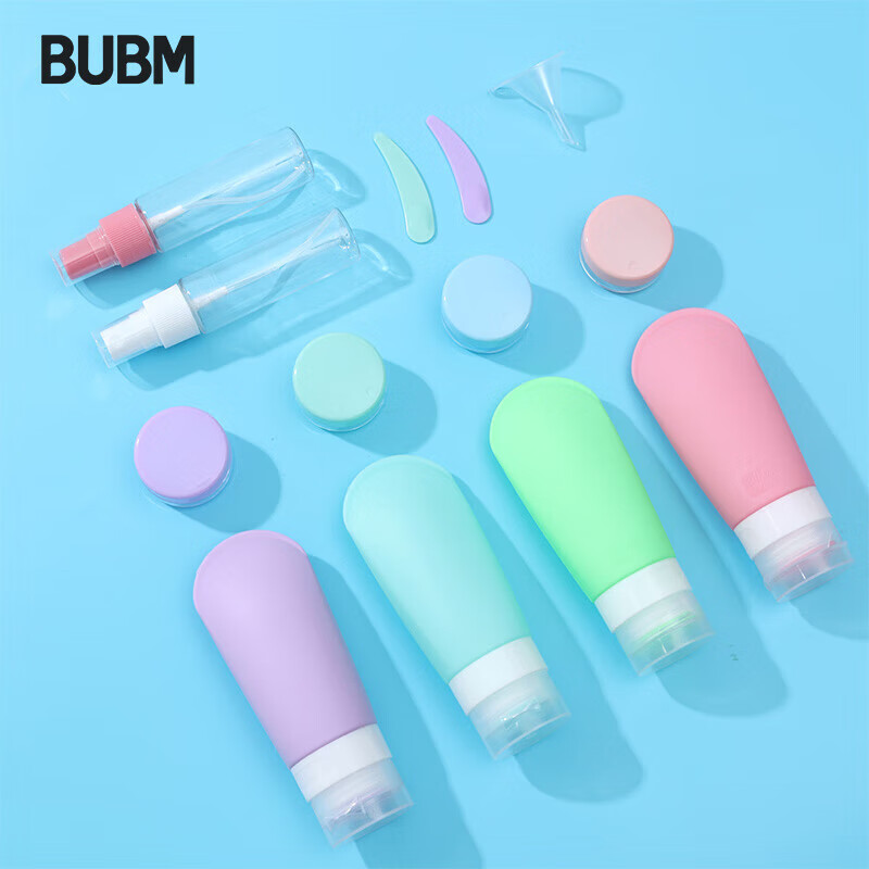 BUBM Travel Dispenser Bottle Set, Portable Squeeze Spray Bottles, Shampoo And Shower Gel Squeeze Bottles, Soft Tube Lotion Bottles, Cosmetic Sample Bottles