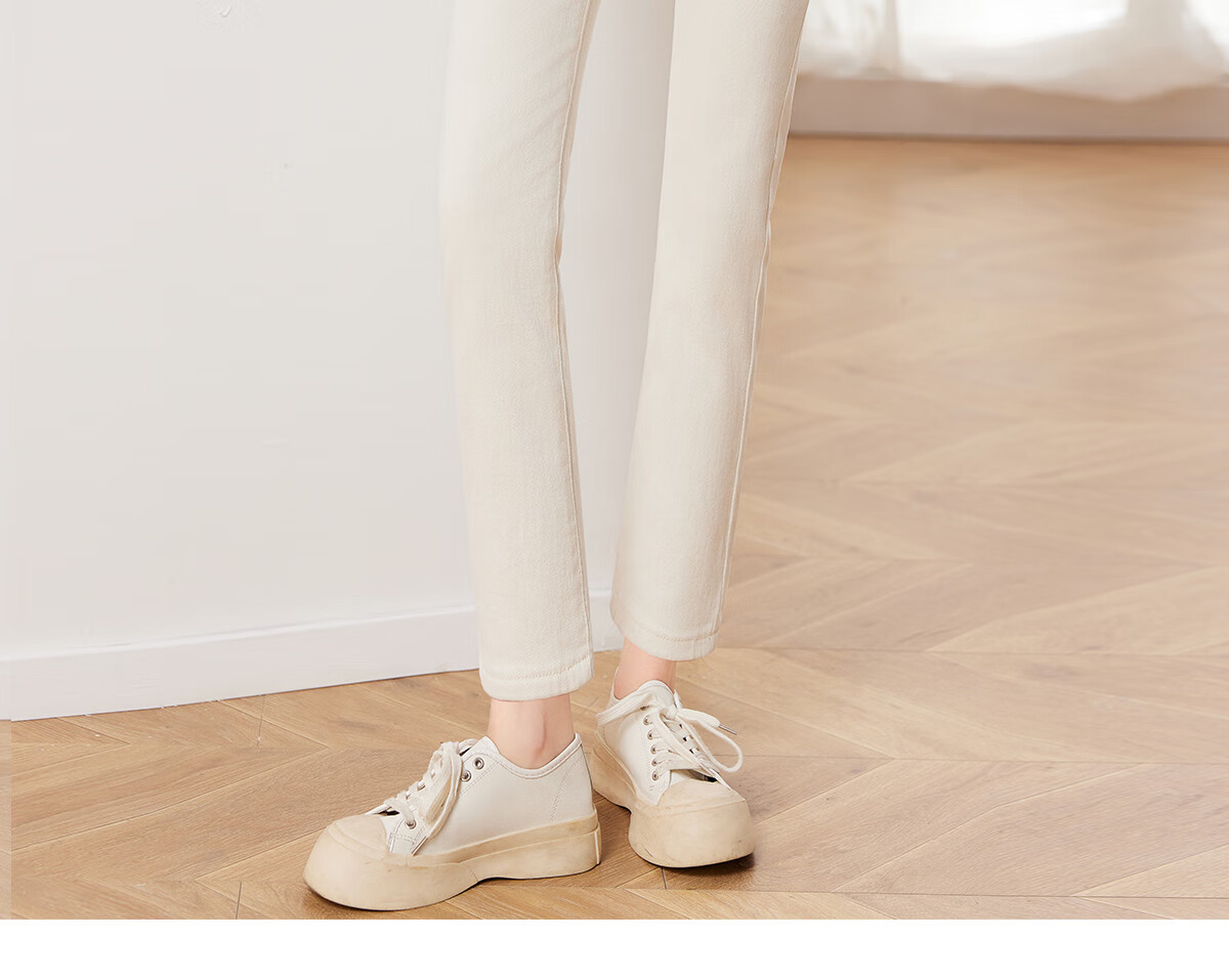 She Enjoy Women's High-Waist Draped Straight-Leg Jeans Fashion Slimming Cropped Pants T141N1101 14