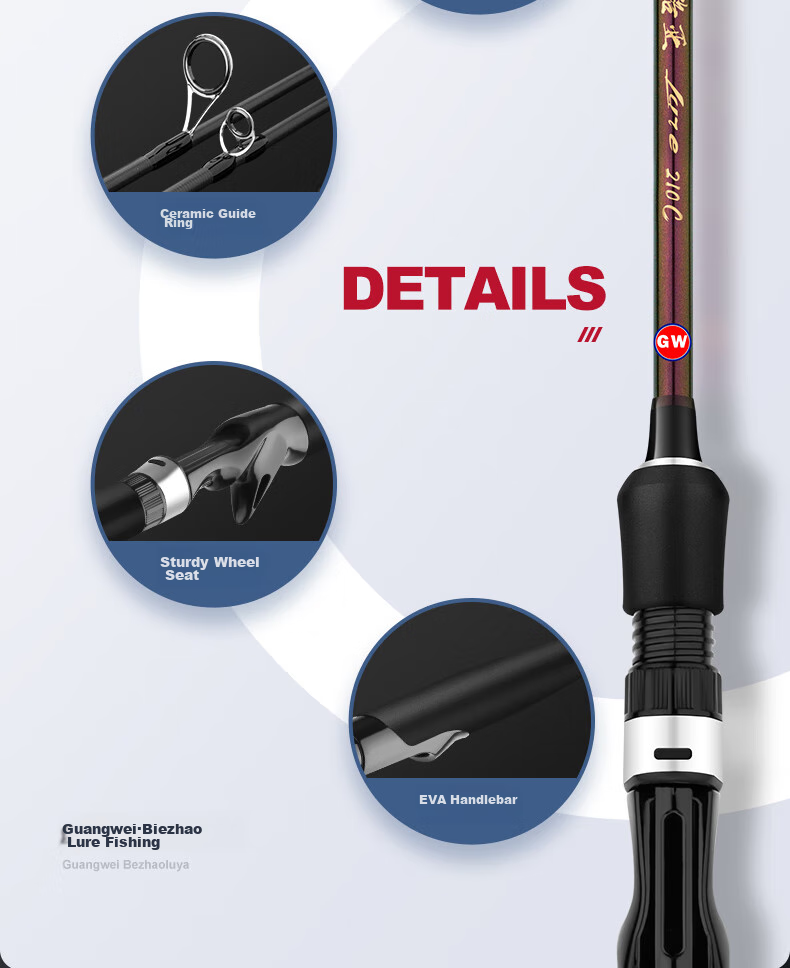 GW Fishing Rod, Biezhaoluya Rod, 2.4 Meters Straight Handle, M Action, for Black Lure Fishing, Suitable for Both Freshwater And Saltwater Fishing 5