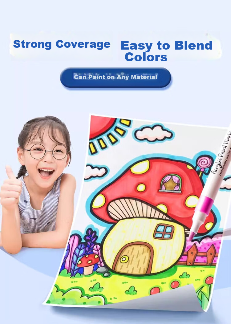 Liupintang Acrylic Markers, Waterproof Non-Translucent Watercolor Pens, Specially Designed for Elementary School Students, Soft Tip, Washable, Art Supplies for Students, Kindergarten And Children's Drawing Pens, Graffiti Handles, Acrylic 8