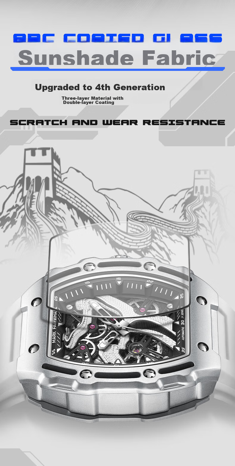 MARK FAIRWHALE Great Wall Watch, Men's Automatic Mechanical Watch, Top Ten Famous Watches, Sports Wristwatch, National Watch, Birthday Gift for Boyfriend, 6870 4