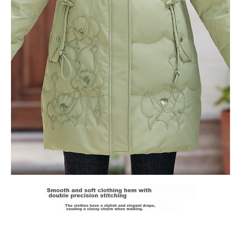 QIUFULUO Mom's Winter High-End down Jacket, New Year Red, Middle-Aged And Elderly Women's Clothing, Stylish And Warm Coat for Women over 50 And 60 Years Old 11